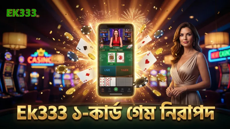 Ek333 লাইভ ক্যাসিনোতে ১-কার্ড গেমের কার্যকারিতা দেখানো হয়েছে