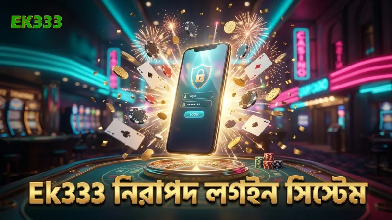 Ek333 প্ল্যাটফর্মে নিরাপদ লগইন ও অটোমেটেড ফলাফল প্রদর্শন।